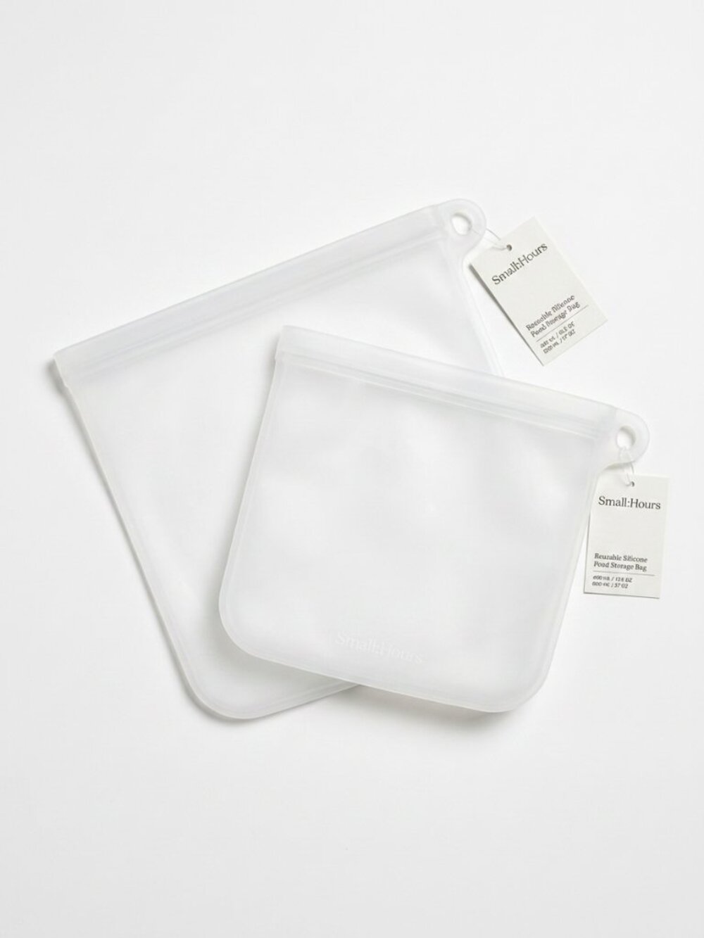 NWT Small:Hours Reusable Silicone Food Storage Bags Set of 2 Clear NIB
